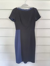 ELIE TAHARI LUX BLUE BLACK SHORT SLEEVE COLORBLOCK LAYLA DRESS WAIST 26 SIZE 4