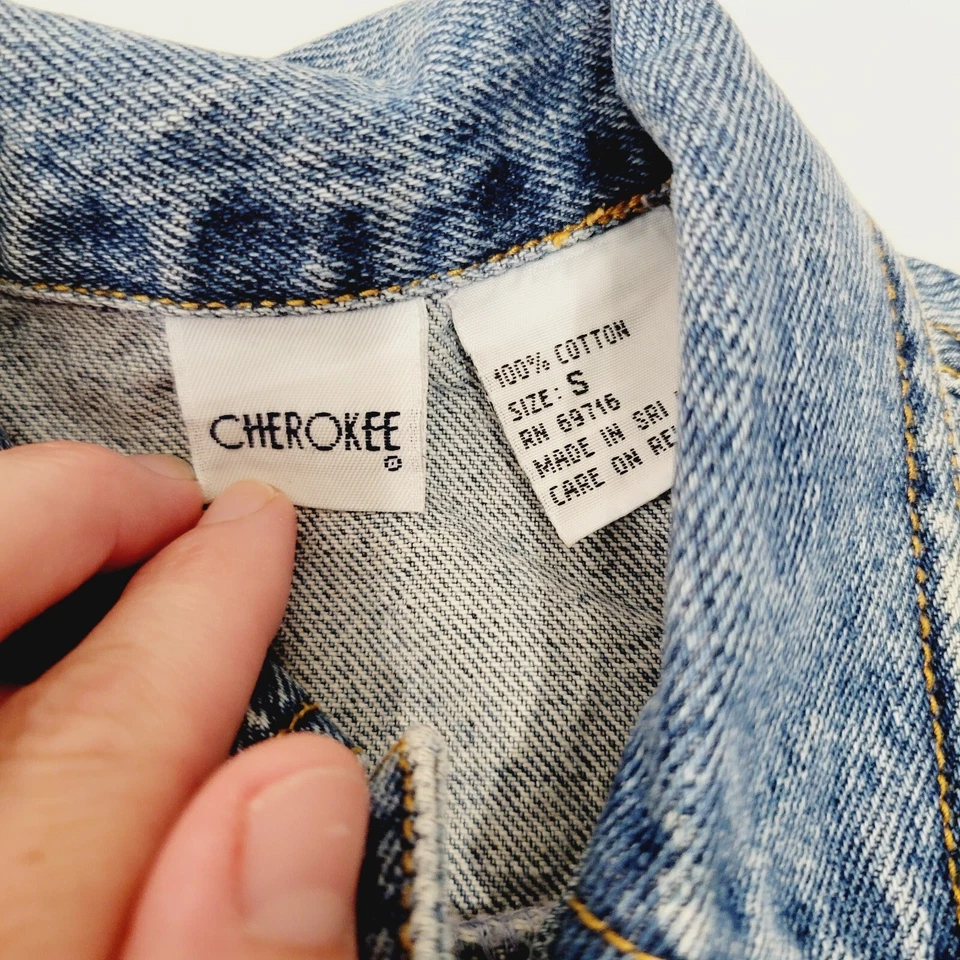 Toddler Cherokee Snap Button Denim Blue Jean Jacket SZ SM Teddy Bear Embroidered - Image 3 of 4