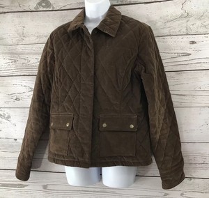 Eddie Bauer Size M Brown Quilted Barn Coat Jacket Zip Snap