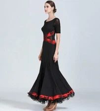 Women's Performance Elegant Black Fashion Latin Salsa Tango Ballroom Dance Dress