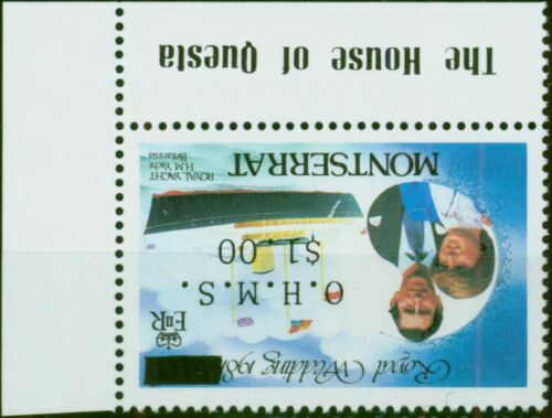 Montserrat 1983 Royal Wedding $1 on $4 O.H.M.S SG057aw Wmk Inverted V.F MNH - Picture 1 of 1