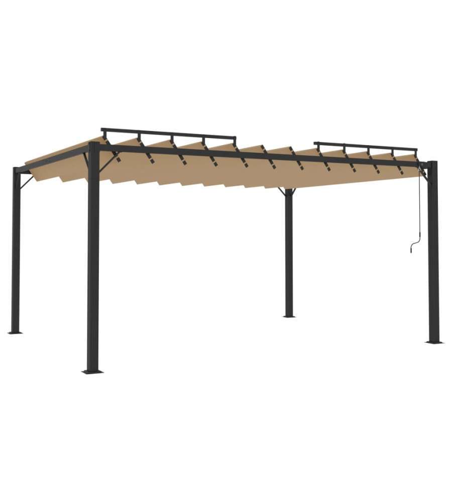 Pergolato a Lamelle 3x4m Grigio Talpa Tessuto e Alluminio