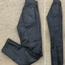 Vintage Avanti Black Leather Pants High Waist Tapered Leg 1980s 23 1/2 Waist