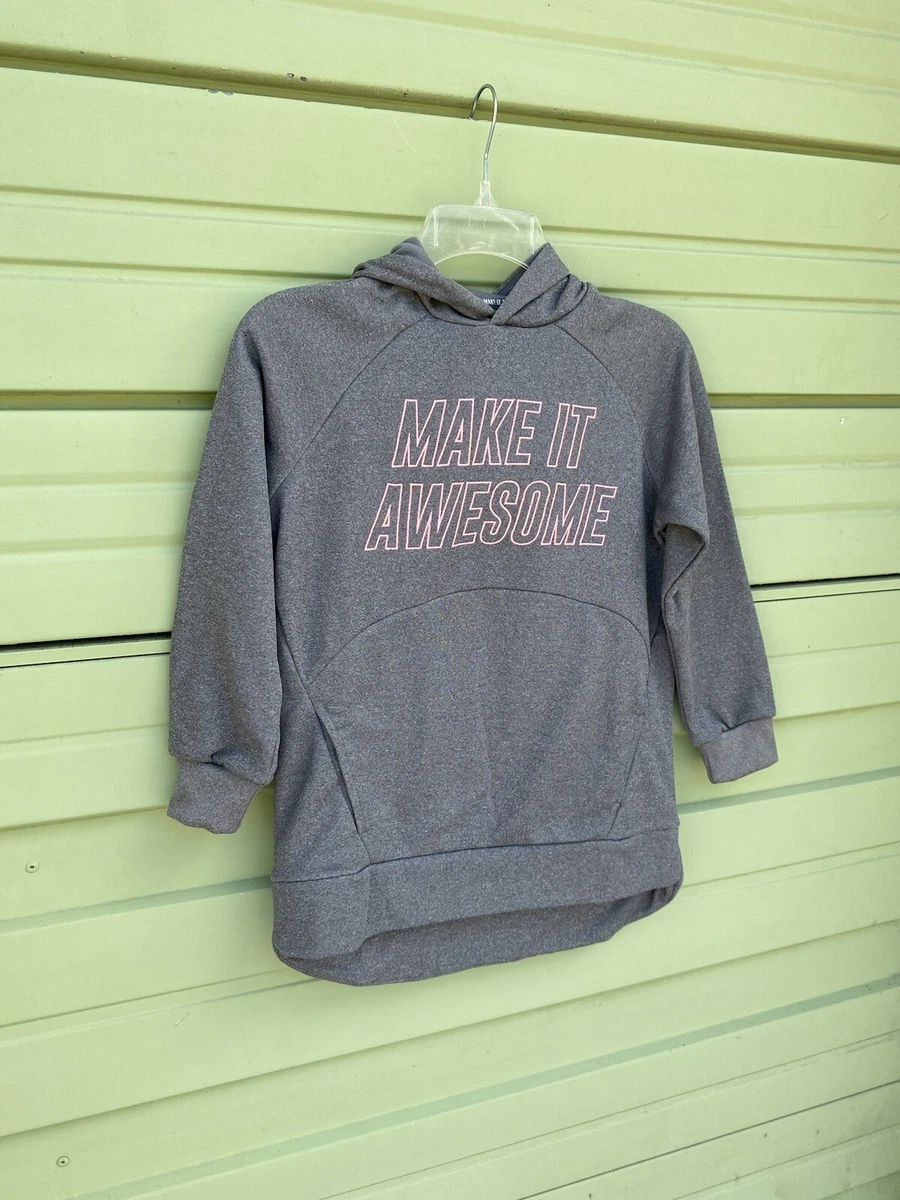 NWT Zara GRAY SPORTY HOODED SWEATSHIRT SLOGAN Long Sleeve Size 9