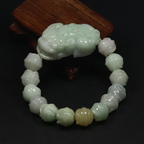 Certified Grade A 100% Natural Brown Green Jadeite Jade Bangle Bracelet PiXiu 27 - Picture 3 of 12