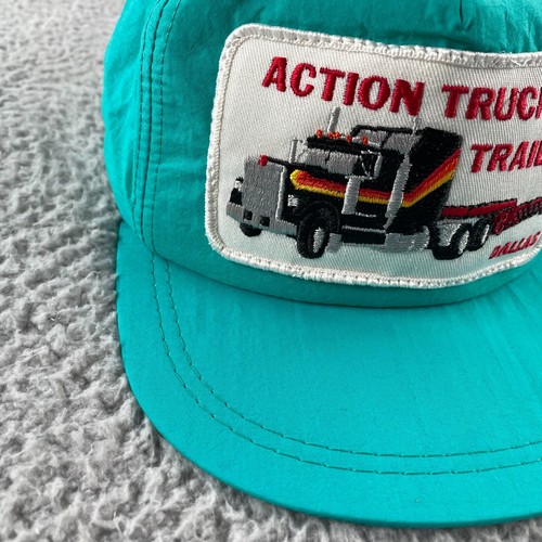 Vintage Trucker K-Products Strapback Hat Action Truck & Trailer Dallas Blue USA - Picture 2 of 9