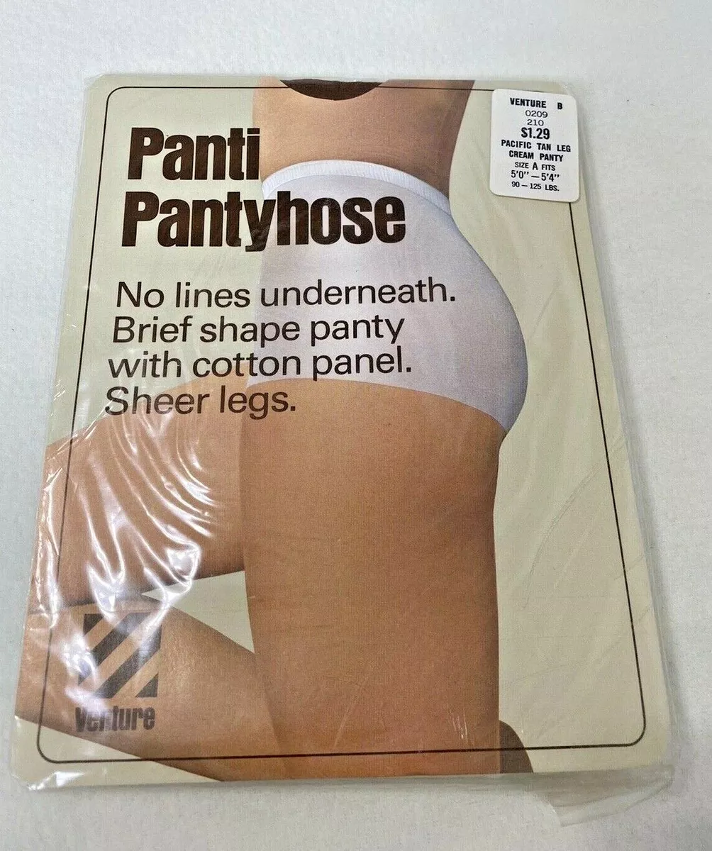 Vtg Venture Pantyhose 100 Nylon Size Brief Panty No Lines Tan Leg Sz A Petite