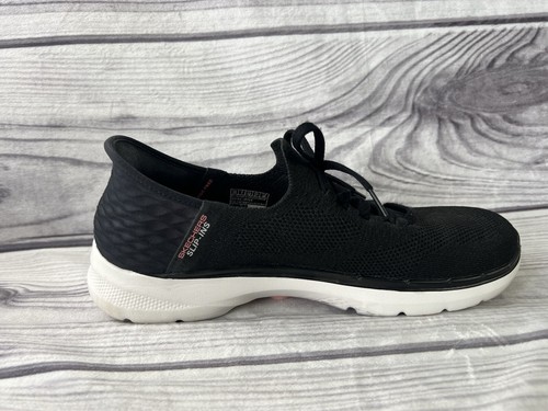 Womens Size 10 Skechers Slip Ins Go Walk 6 124568 Black Running Shoes Lace Up - Picture 2 of 10