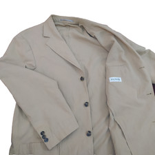 Balmain Mens Stretch Jacket Beige Blazer Cotton Large 3 Button Size 52-L