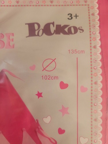 Pockos Princess Playhouse Tent. 40" Diameter x 4.5" Tall With Carrying Case NEW - Picture 2 of 3