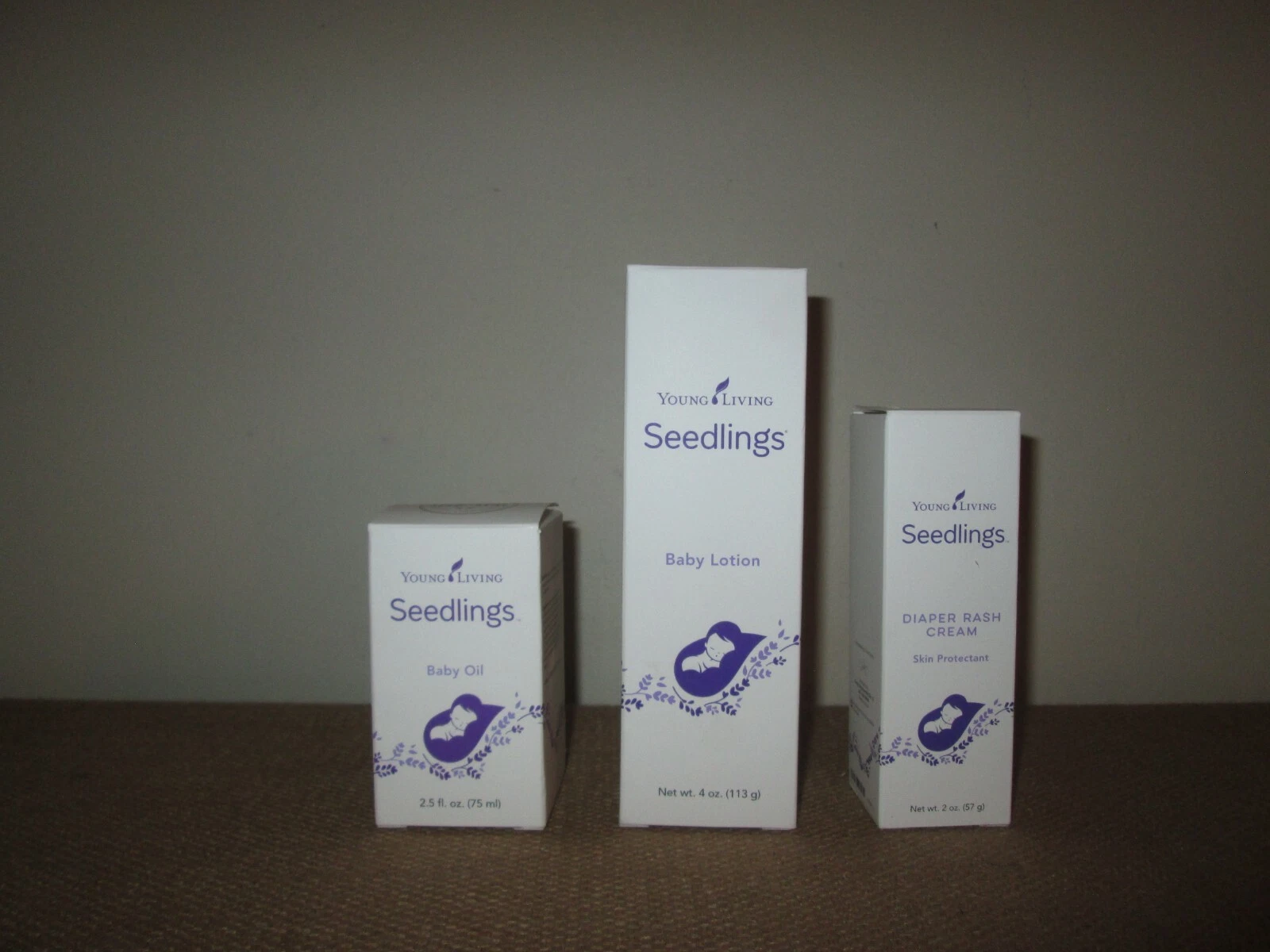 Lot of 3 Young Living SEEDLINGS Products: Baby Lotion-Baby-Oil-Diaper Rash Cream