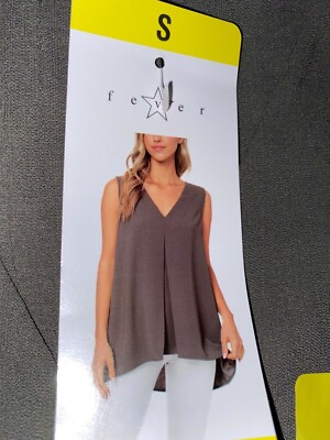 Fever Ladies Top-Blouse Hi-Low Style Tunic V-Neck Olive Green XS,S(Pick Size) G