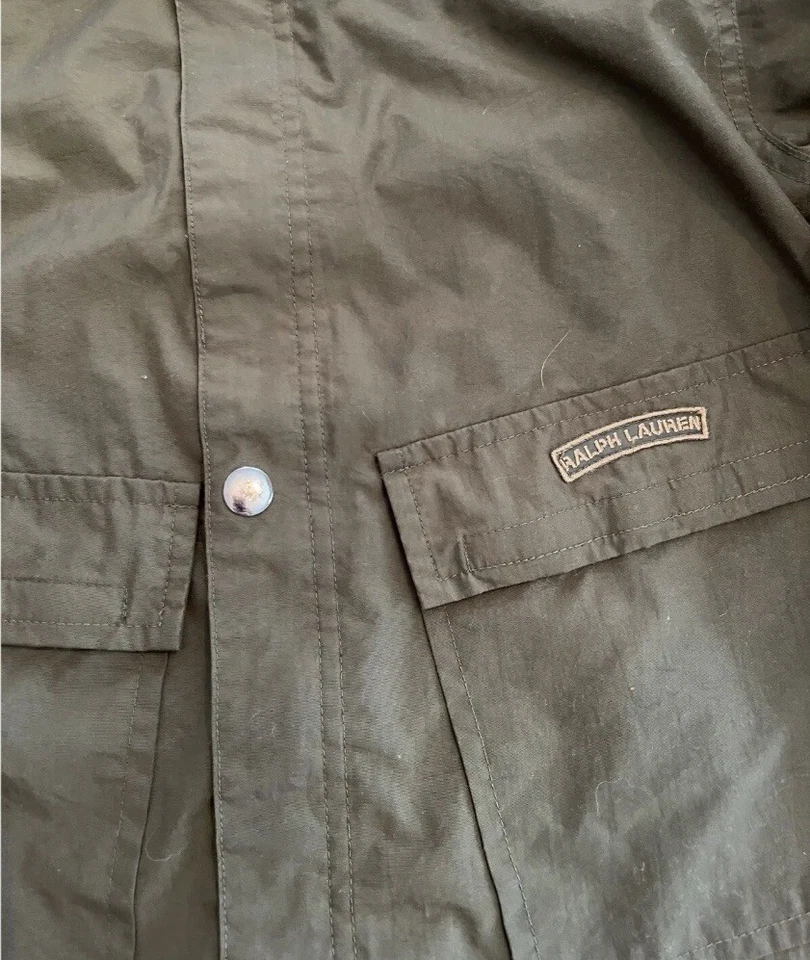 Винтажный Ralph Lauren военного зеленый нейлона укороченный куртка ветровка девочка M женщина S - Изображение 3 из 4