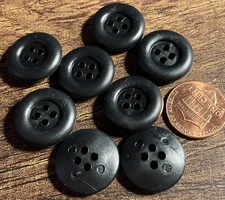 144 Black RUBBER Pliable Flexible 4-hole Sew-thru Rimmed Buttons 19mm 3/4" 14936