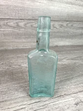 Vintage Barry's Tricopherous New York USA Blue Aqua Glass Bottle