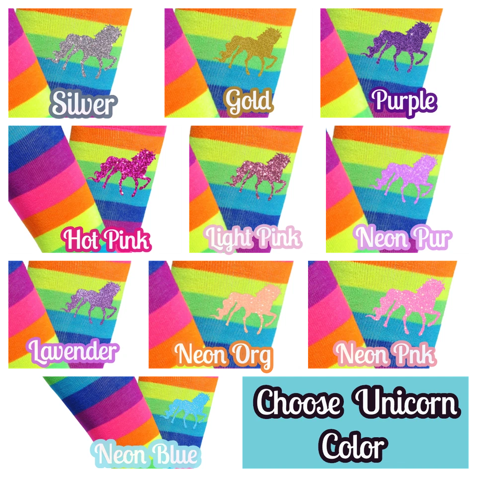 Chiclete Divas Meninas Arco-íris Joelho Alto Meias Unicórnios Criança Sapato TAM 4-11 - Imagem 2 de 4