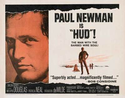 HUD Movie POSTER 22x28 Half Sheet Paul Newman Melvyn Douglas Patricia Neal