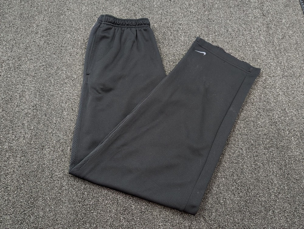 Nike Fit Men Black Training Track Pants with Pockets Zip Ankle Size Large