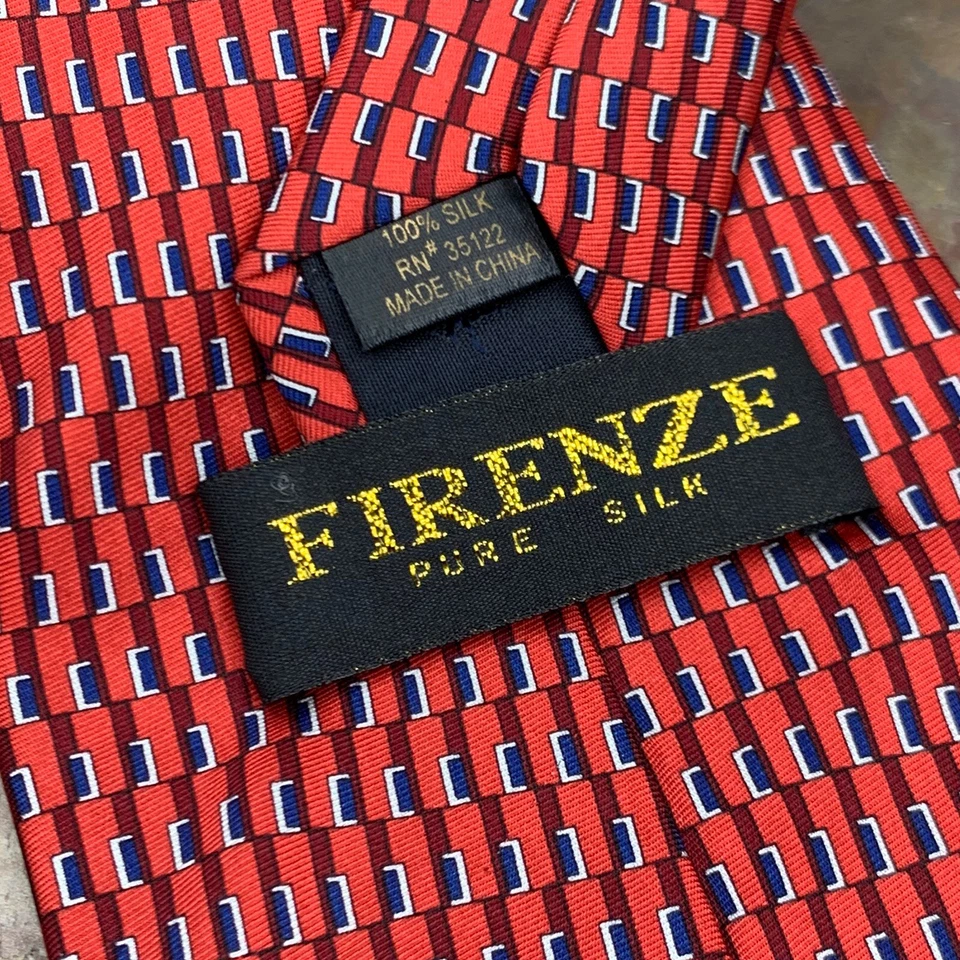 Corbata Firenze Pure Silk roja geométrica Power Foto 4 de 4