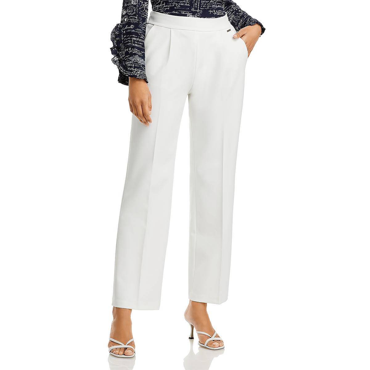 T Tahari Womens White Wide Leg Pull On Dress Pants Trousers 2 BHFO 4775