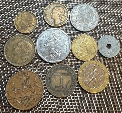 LOT DE 10 PIECES FRANÇAISES DIFFÉRENTES (1298) SOUVENIRS OU COLLECTION - Picture 2 of 4