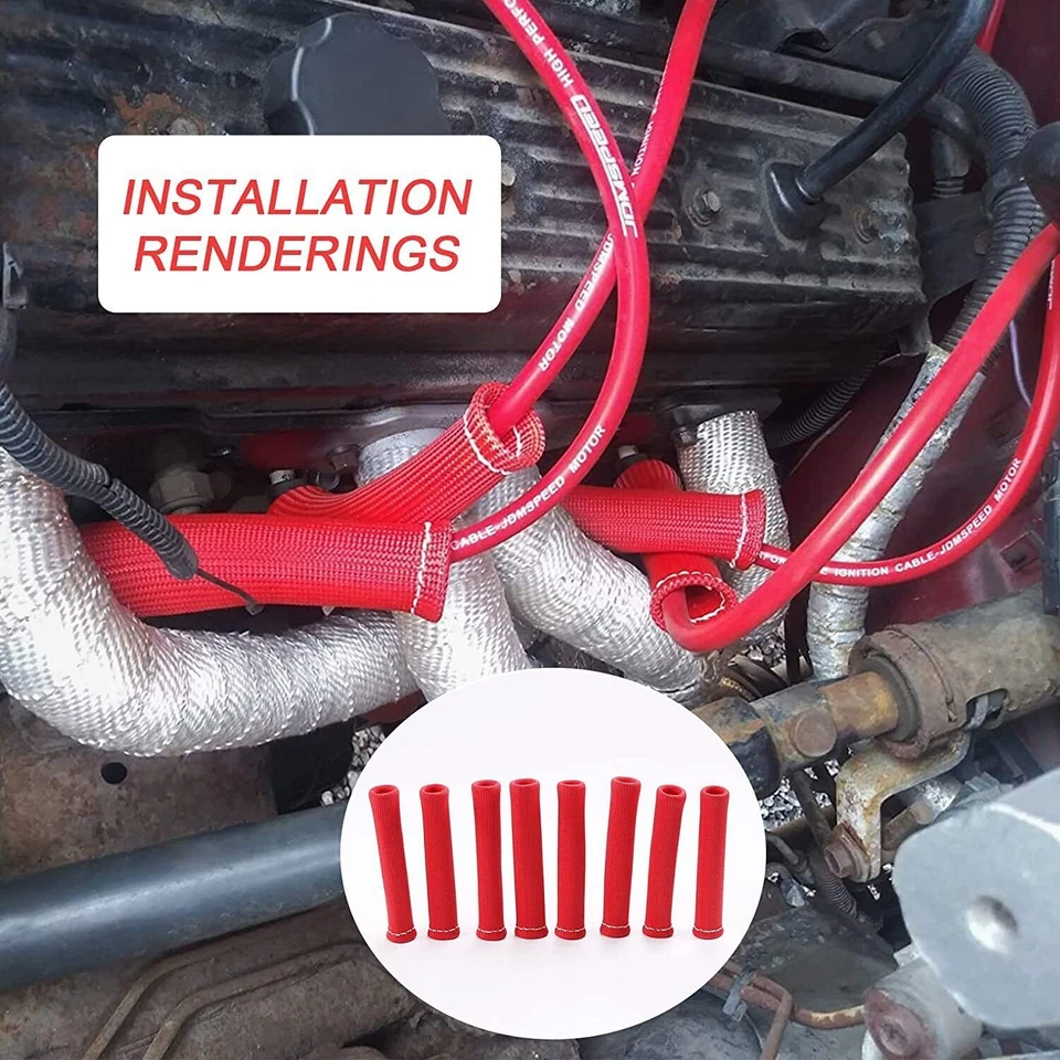 8 2500° Bujía Cable Botas Protector Térmico Funda Ajuste SBC BBC 350 Foto 2 de 4