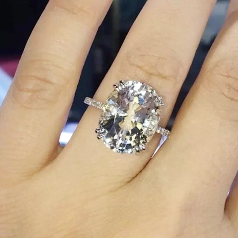 2.56 TCW Oval Cut Moissanite 8 Prong Engagement Ring In 14k White