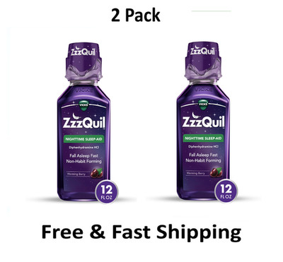 Vicks ZzzQuil Nighttime Sleep Aid Liquid Diphenhydramine HCI 50mg 12 Fl oz  2 Pk