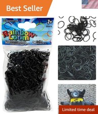 Black Rubber Bands 600 Count with 24 C-Clips - Rainbow Loom Craft Set