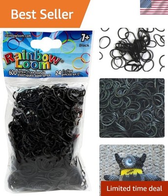 Black Rubber Bands 600 Count with 24 C-Clips - Rainbow Loom  Craft Set