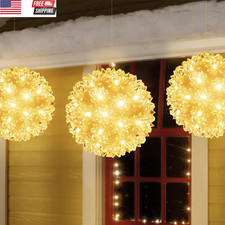 Christmas Lighted Sphere Balls Outdoor - 3 Pack 5.5" 50 LED Hanging Starlight Li