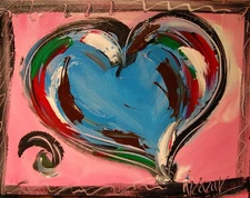 BLUE HEART  CONTEMPORARY    MODERN ORIGINAL PAINTINGS SIGNED   4fewf3