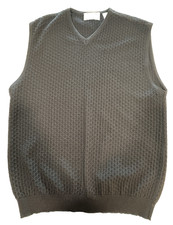 Mens Sweater Vest - Italian 100 Fine Merino Wool - Gray - Medium