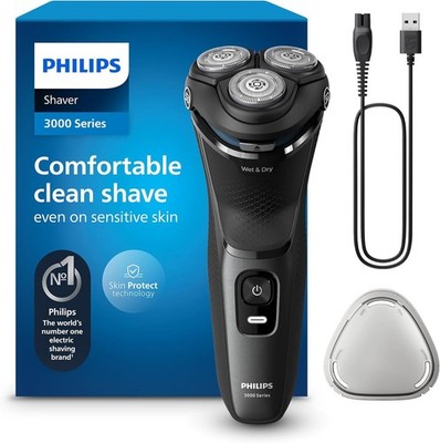 PHILIPS Shaver Series 3000   Elektrischer Rasierer für Herren: Nass