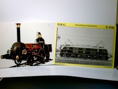 Eisenbahnen / Züge. 2 x Ansichtskarte / Postkarte s/w u. farbig, ungel. u. gel. 
