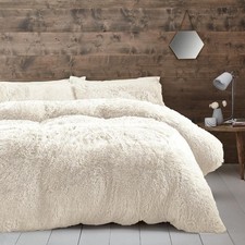 Image of Catherine Lansfield Cuddly Deep Faux Fur Duvet Cover Set With Pillowcase Warm UK