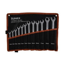 Sunex 9917MA 12pc Metric Full Polish V-Groove Combination Wrench Set