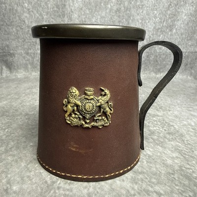 Vintage Ceramic Leather Mug Tankard from England. Real Hide Leather