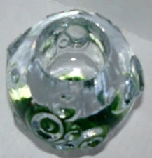 Clear Kosta Boda Style Glass Candle Holder Paperweight Green Base Moon MCM Vtg