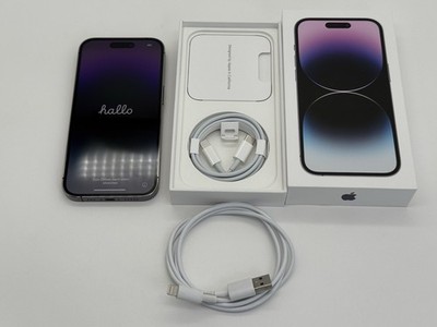 iPhone 14 Pro 128 GB Deep Purple   inkl. Zubehörpaket 100% Akku 2x Ladekabel OVP
