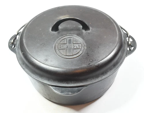 Griswold Cast Iron Dutch Oven 1278 Tite-Top Made in USA Double Handle Lid