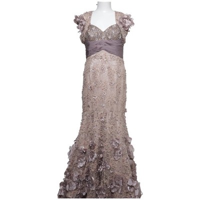 Mac Duggal, Abendkleid, Größe: 40, Beige/Pink, Polyester, Blumen, Spitze #rsW