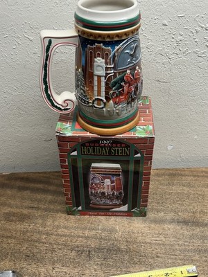 1997 Budweiser Christmas ''Home For the Holidays'' Clydesdale Beer Stein Mug ~ Box