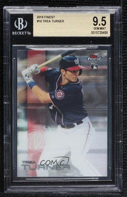 2016 Topps Finest Trea Turner #18 BGS 9.5 GEM MINT Rookie RC