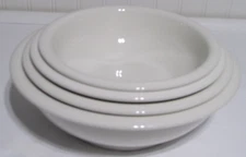 Pier 1 Set Of 4 Heavy White Mixing Serving Nesting Bowls 8", 9” 10” 11”