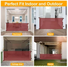 Retractable Baby Safety Gate, 33" Tall, Extends to 55" Wide - Red