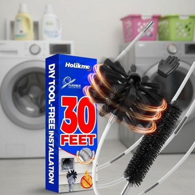 30 Feet Lint Brush Kit for Easy Dryer Vent Cleaning - Use with Drill or Manually