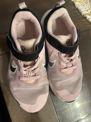 Nike Downshifter 12 Kids' Running Sneakers Gray, Pink, Teal with Strap