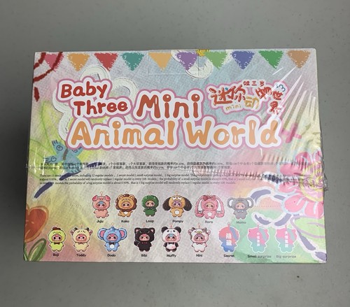 Baby Three Mini Animal World Plush Blind Box Full Display Case Of 6 Sealed New - Afbeelding 2 van 14