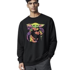 Star Wars Mandalorian Fleece Sweatshirt Men  s Medium Black Lightweight Pullover